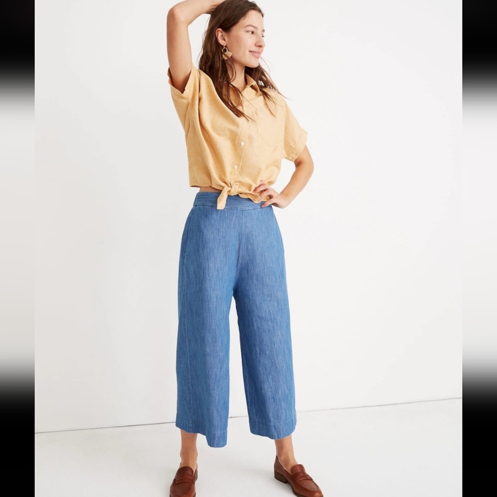 Madewell Cropped Wide-Leg Blue Pants